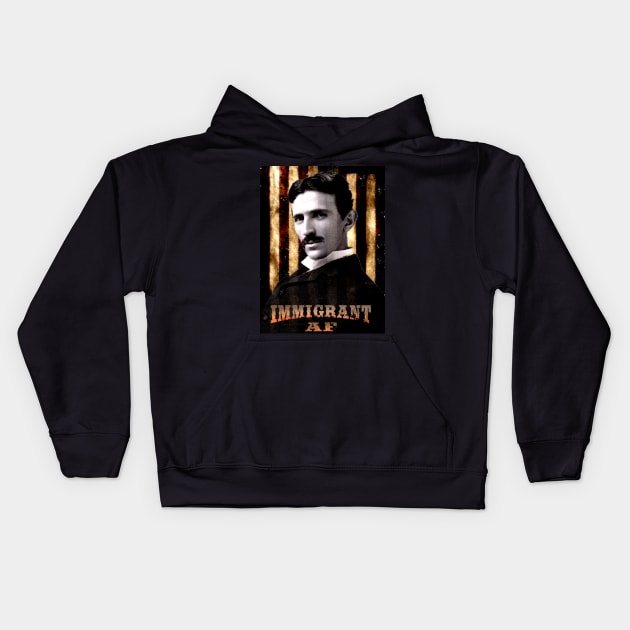 Nikola Tesla Immigrant AF on the Stripes Kids Hoodie by immigrantaf